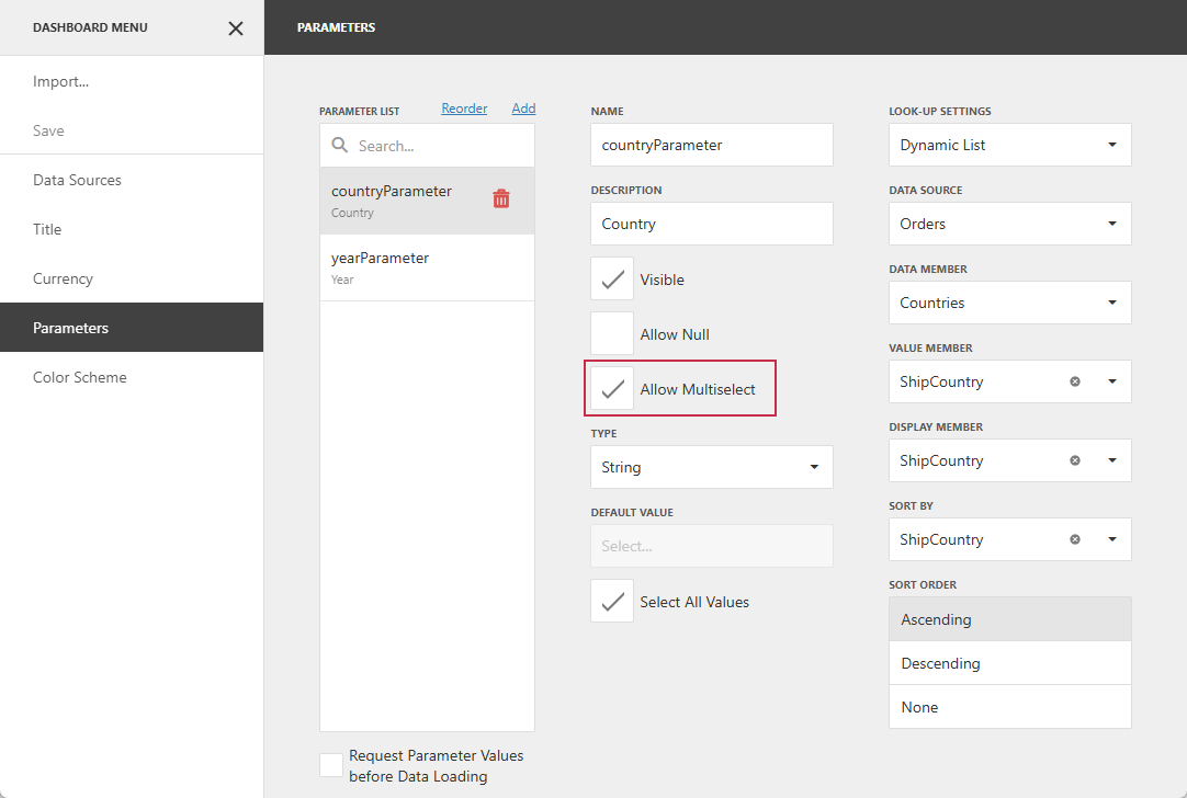 Dashboard Parameters: Allow Multiselect Option