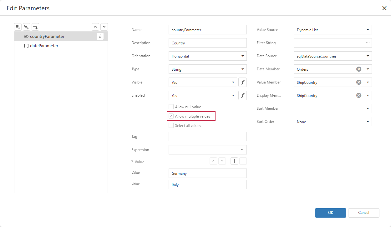 Report Parameters: Allow Multiple Values