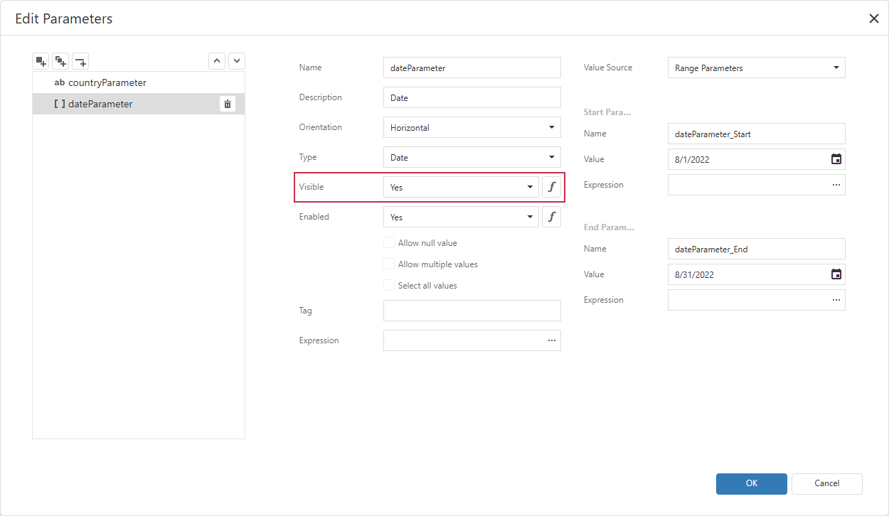 Report Parameter Visibility