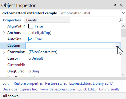 VCL Shared Libraries: Display the Formatted Text Editor