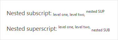 VCL Shared Libraries: Nesting Subscript and Superscript Tags