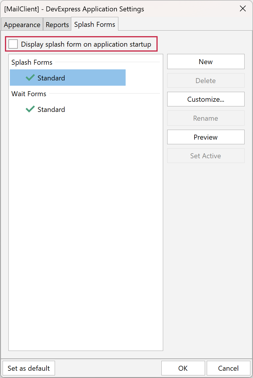 Splash Forms | VCL | DevExpress Documentation