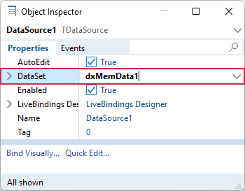 DevExpress Dashboards & DevExpress Reports for Delphi/C++Builder: Associate Data Source and Memory-Based Dataset Components