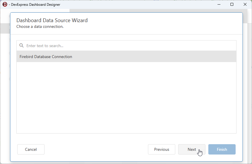 VCL Backend: Dashboard Designer - The Created "Firebird Database Connection" Component