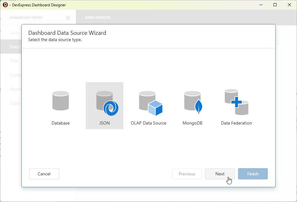 VCL Backend: Dashboard Designer - Data Source Wizard