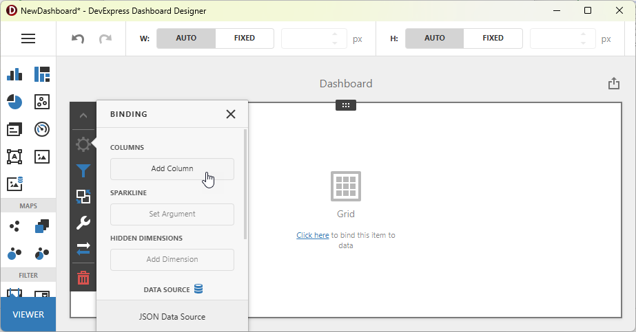 VCL Backend: Dashboard Designer - Add a Column