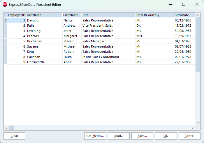 DevExpress Dashboards & DevExpress Reports for Delphi/C++Builder: Populated Dataset Fields