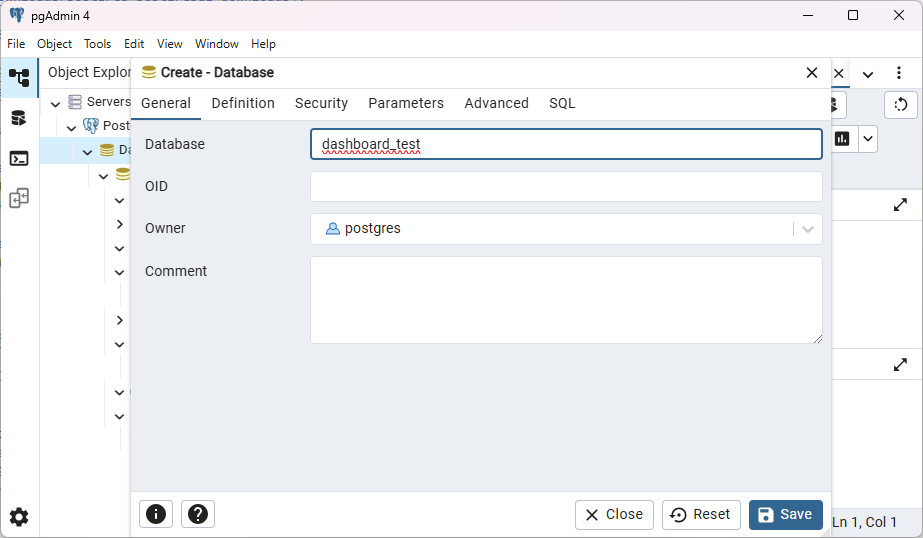 VCL Backend: The "Create Database" Dialog