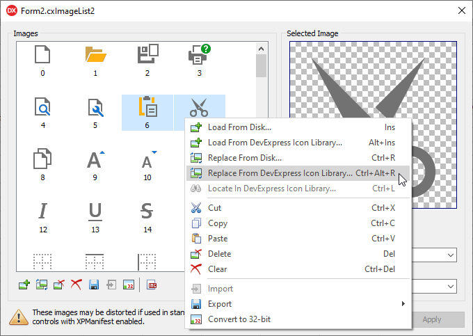 VCL Shared Libraries: Replace Image through the Context Menu