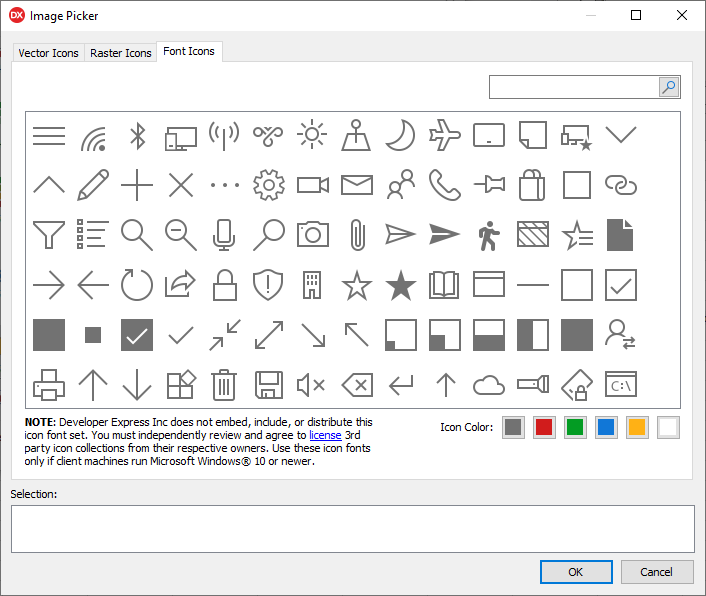 VCL Shared Libraries: The Font Icons Tab Layout