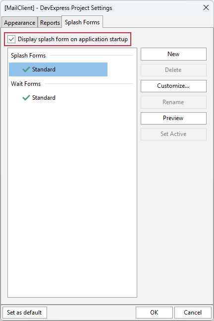 VCL Shared Libraries: The "Project Settings" Dialog — Enable a Splash Form at Startup