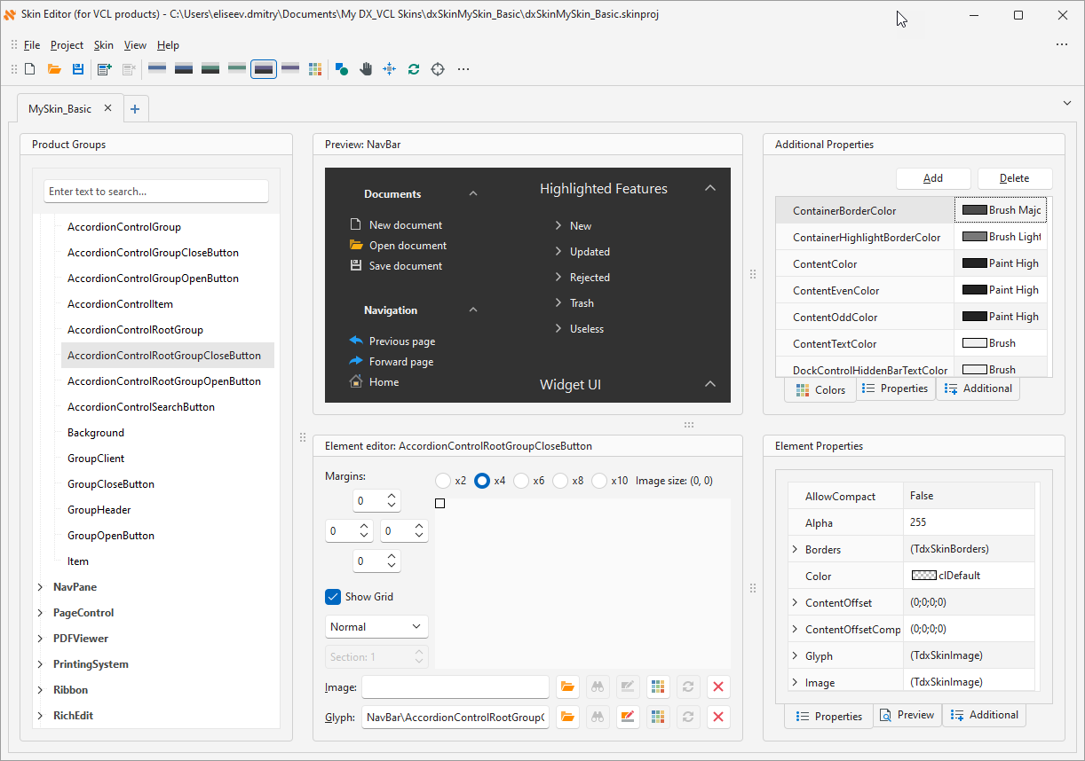 VCL Shared Libraries: Skin Editor UI