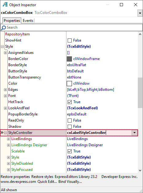 VCL Shared Libraries: A Combo Box Editor with an Assigned Style Controller