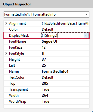 VCL Shared Libraries: Splash Form Designer — Open the Property Editor using the Object Inspector