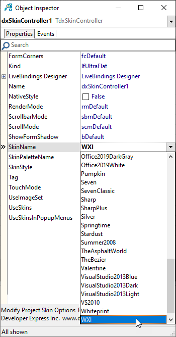 VCL Shared Libraries: Apply a Skin in the Object Inspector