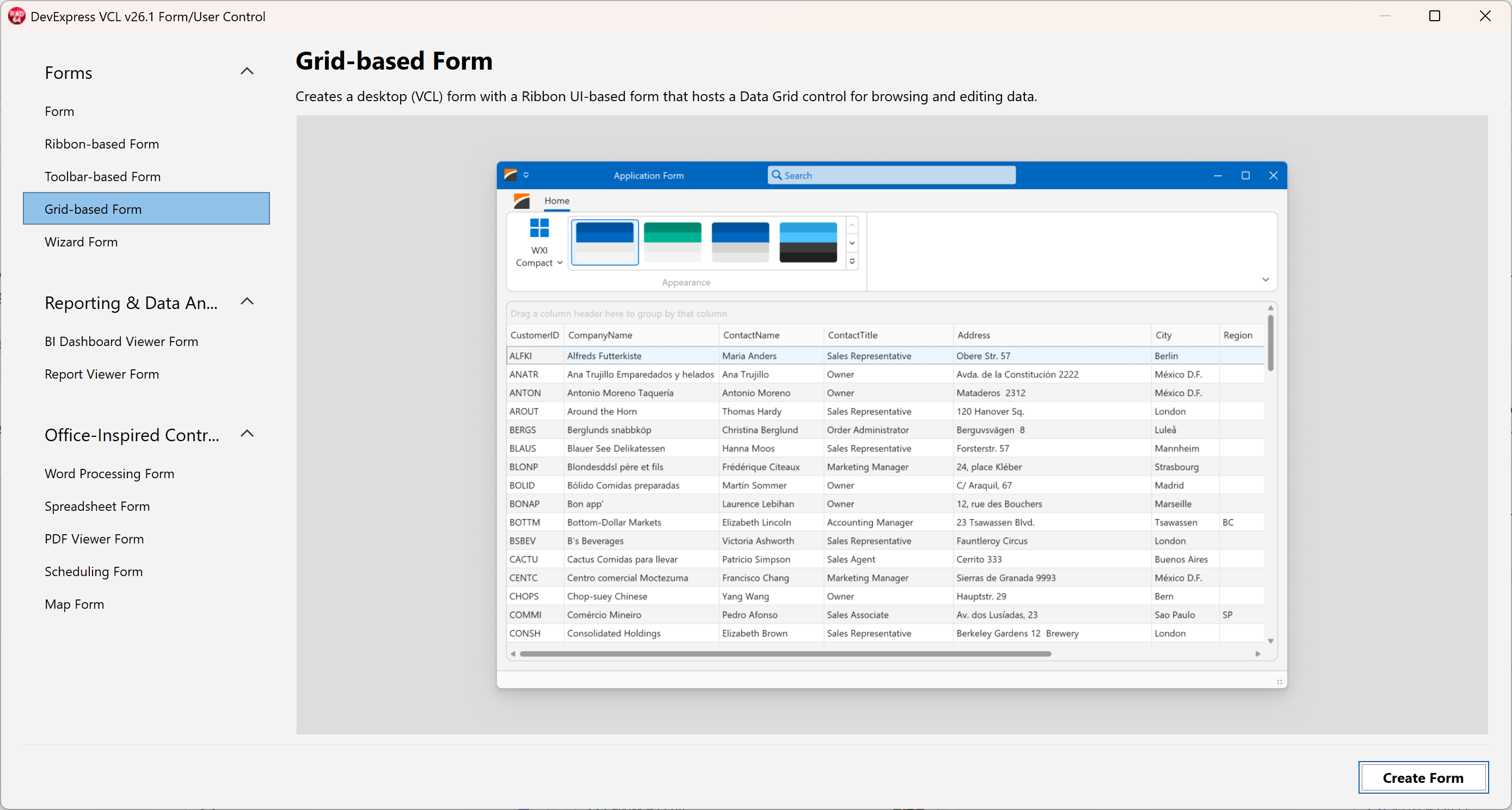 VCL Template Kit | VCL | DevExpress Documentation
