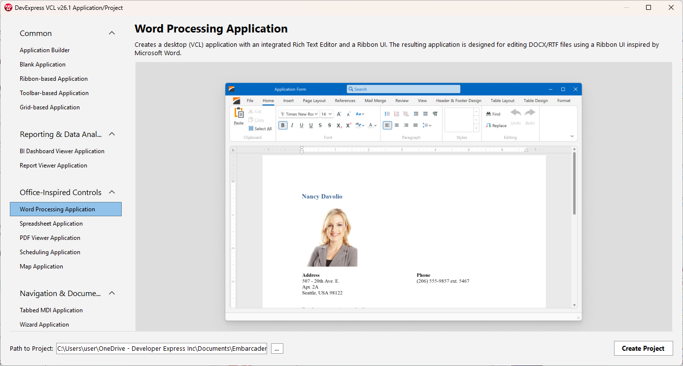 VCL Template Kit — Word Processing Application Template