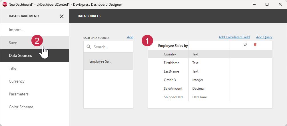 VCL Dashboards: The 'Data Sources' Pane — Data Source Fields Overview