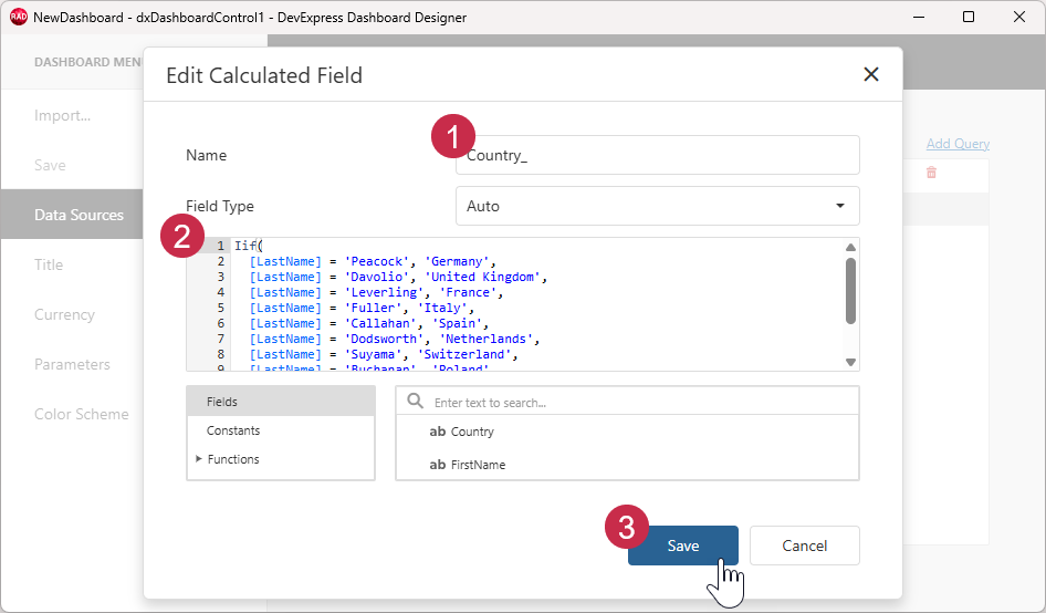 VCL Dashboards: The 'Data Sources' Pane — Data Source Fields Overview