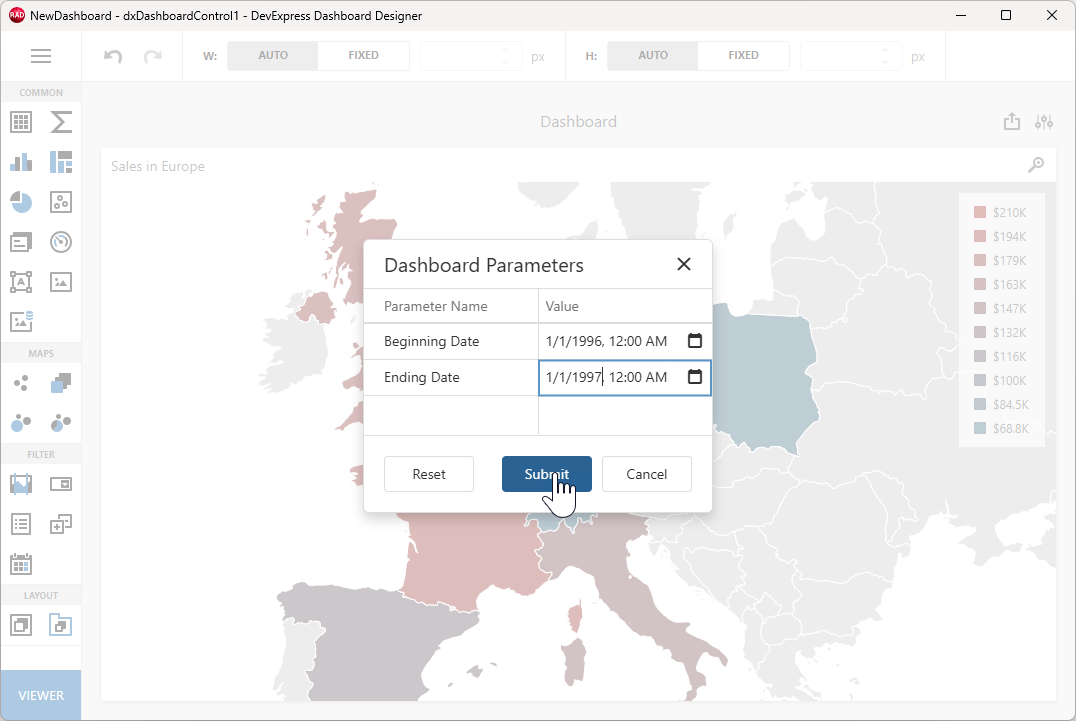 VCL Dashboards: The Dashboard Designer — The 'Parameters' Dialog
