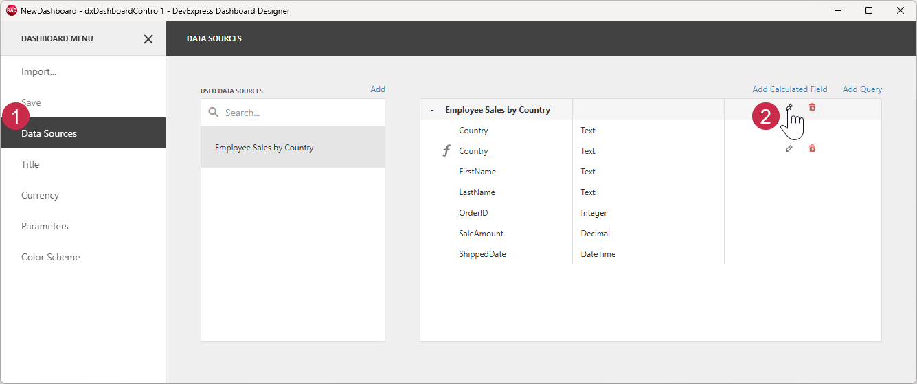 VCL Dashboards: The Dashboard Designer Menu — Data Sources, Edit