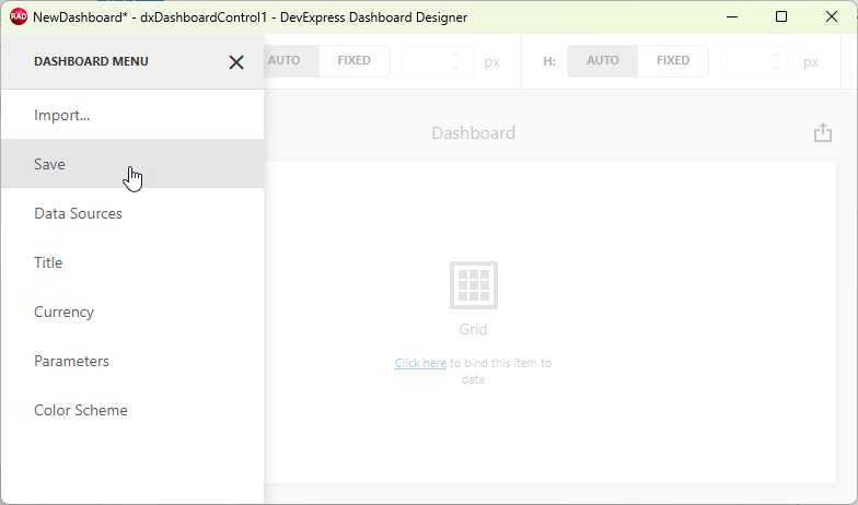 VCL Dashboards: Dashboard Designer — Save the Dashboard Layout
