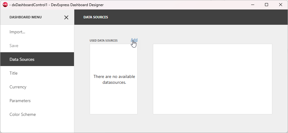 VCL Dashboards: Dashboard Designer — The "Data Sources" Pane