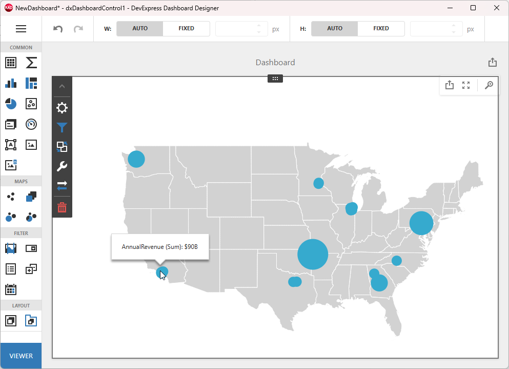 VCL Dashboards: Dashboard Designer — A Dashboard Map Item Example