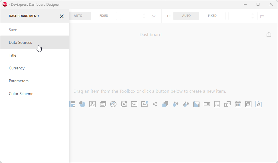 VCL Dashboards: The Dashboard Designer Menu