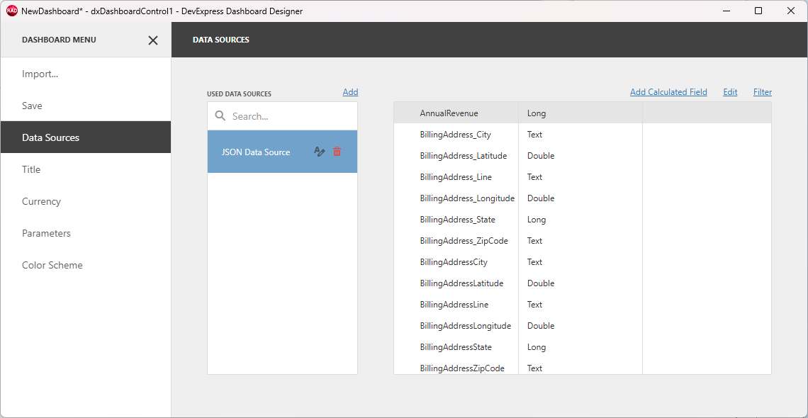VCL Dashboards: Review the Loaded Dataset Fields and Save Pending Changes