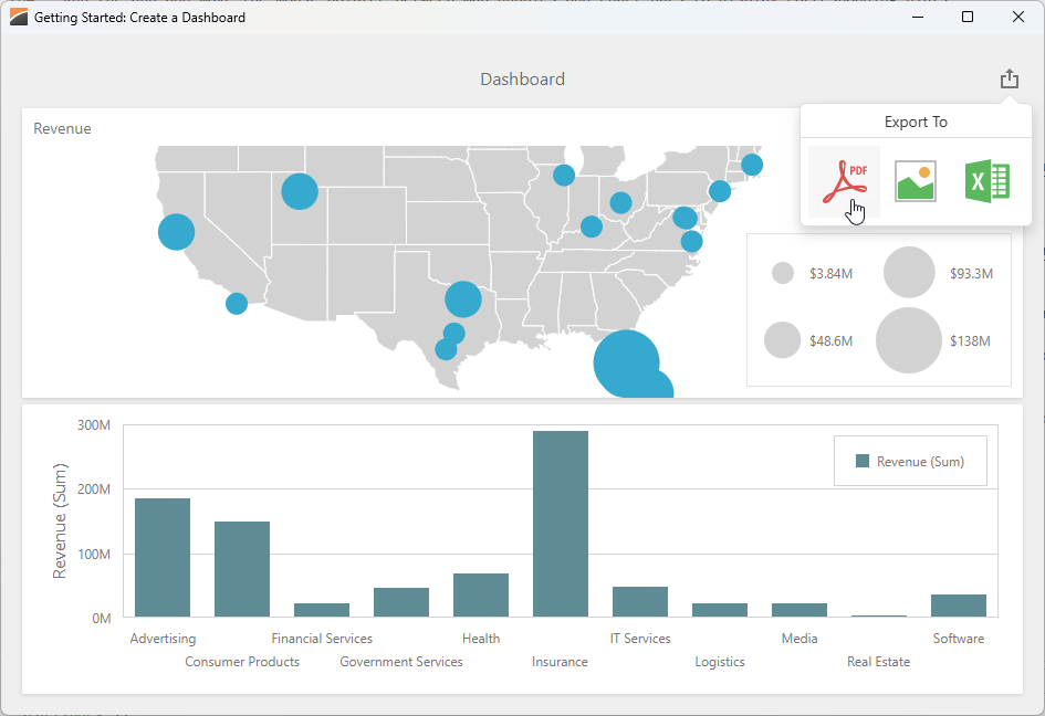 VCL Dashboards: Dashboard Export Options