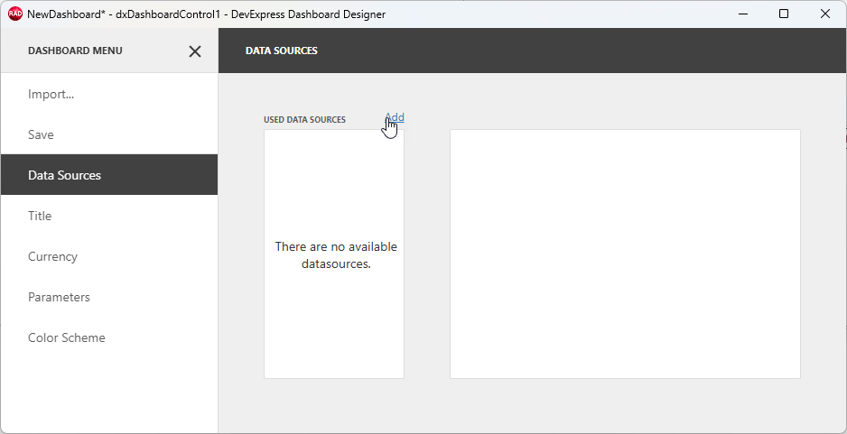 VCL Dashboards: Display the "Add Data Source" Dialog