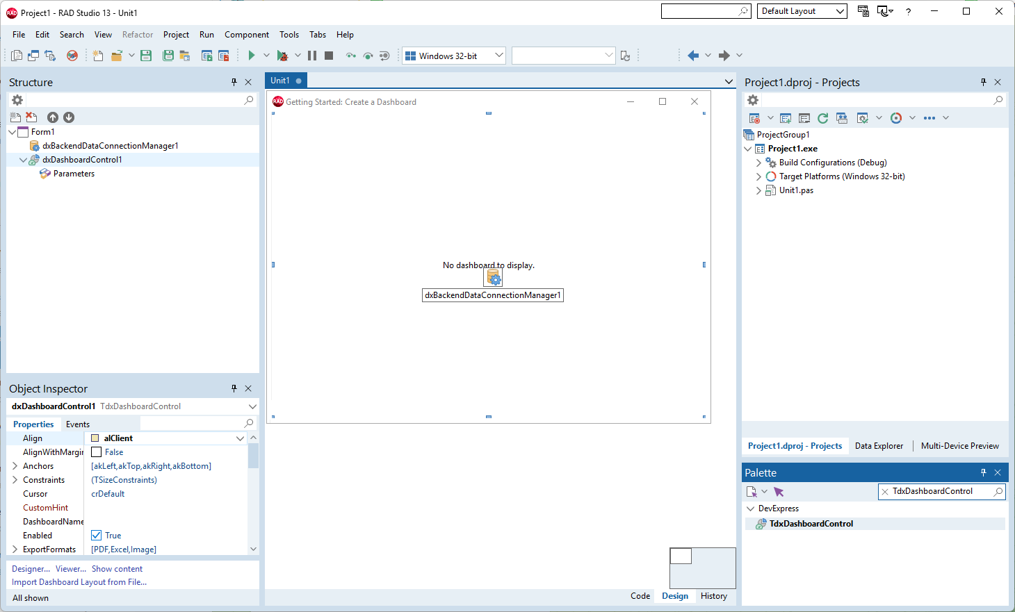 VCL Dashboards: A Form with Required Components