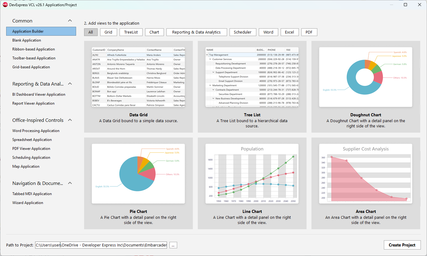 VCL Dashboards: Select Views in the "Application Builder" Template