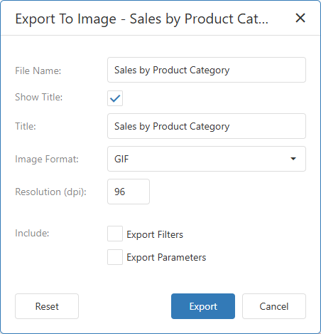 VCL Dashboards: Image Export Settings