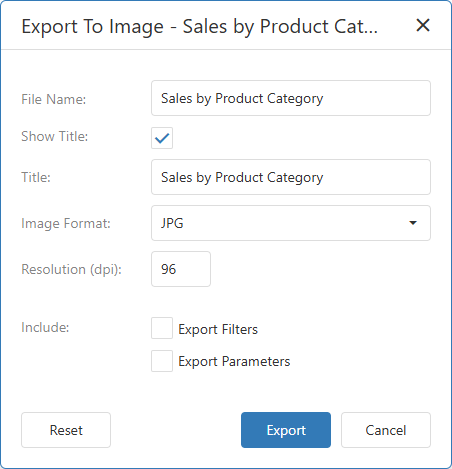 VCL Dashboards: Image Export Settings