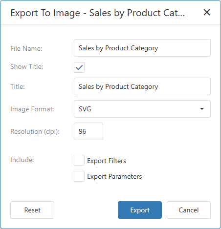 VCL Dashboards: Image Export Settings