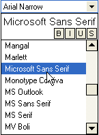 The Selected Font Name as a Preview