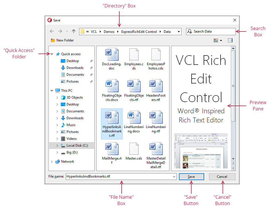 VCL Editors Library: The Save As Dialog Form