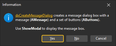 VCL Editors Library: A Message Box Example with a Formatted Message, 