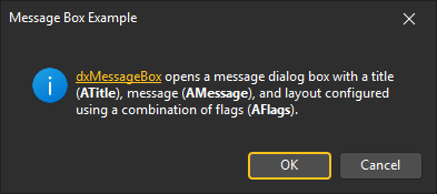 VCL Editors Library: A Message Box Example with a Formatted Message, 