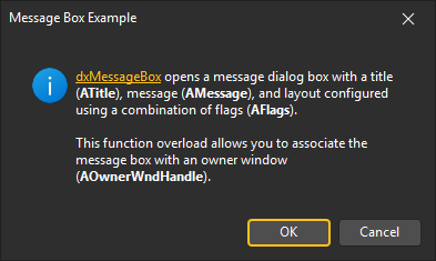 VCL Editors Library: A Message Box Example with a Formatted Message, 