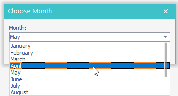 A simple modal dialog box that allows users to select a value in a combo box