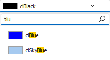 VCL Editors: Color Combo Box — Incremental Filtering in a Predefined Item List
