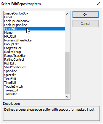 VCL Editors Library: An Edit Repository Item Creation Dialog