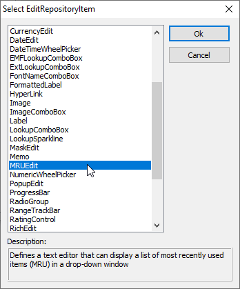 VCL Editors Library: An Edit Repository Item Creation Dialog