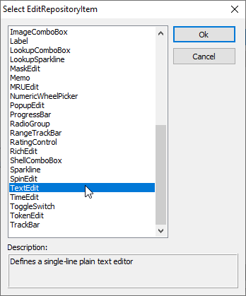 VCL Editors Library: An Edit Repository Item Creation Dialog