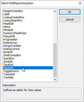 VCL Editors Library: An Edit Repository Item Creation Dialog