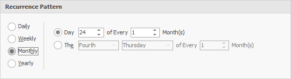 Monthly Recurrence Pattern