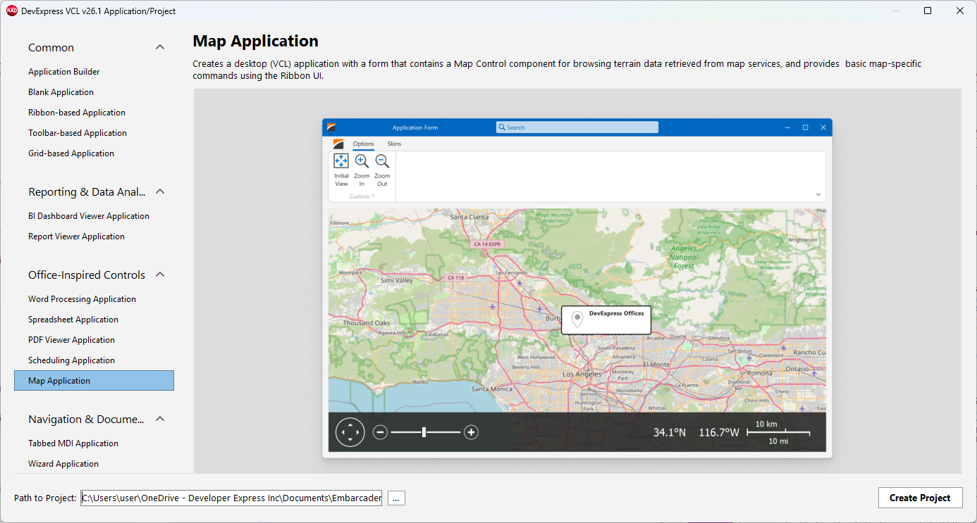 VCL Map Control: The "Map Application" Template